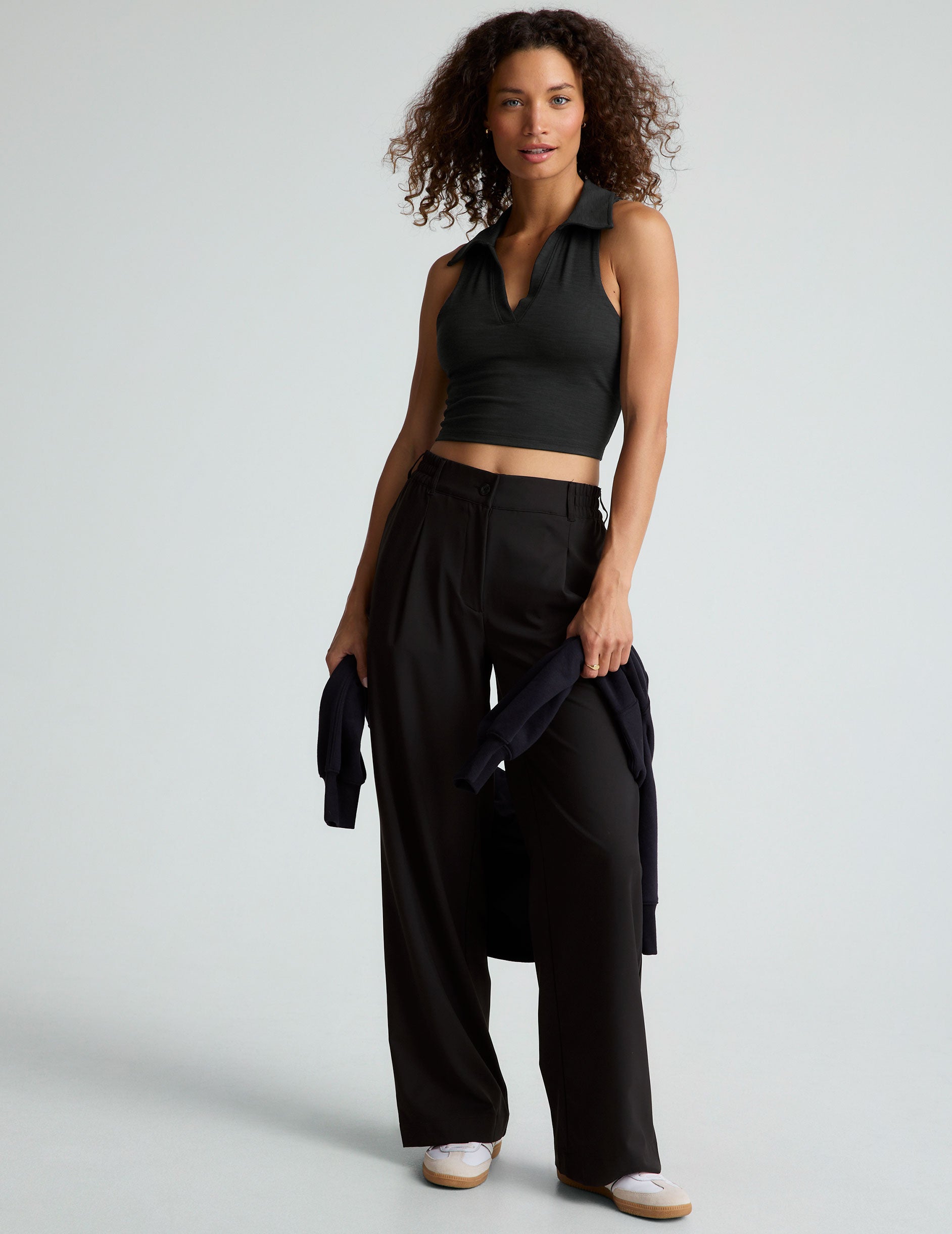 Stylish Heather Ribbed Prep Cropped Tank Top for Active Women