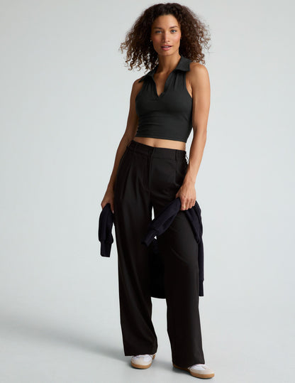 Stylish Heather Ribbed Prep Cropped Tank Top for Active Women
