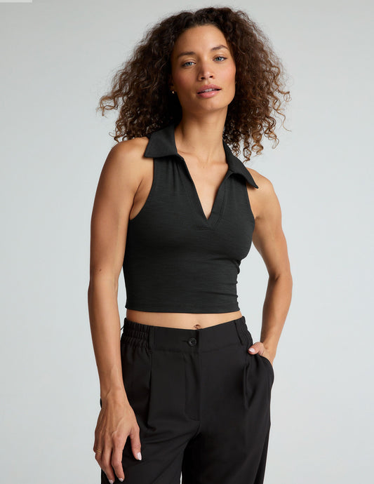 Stylish Heather Ribbed Prep Cropped Tank Top for Active Women