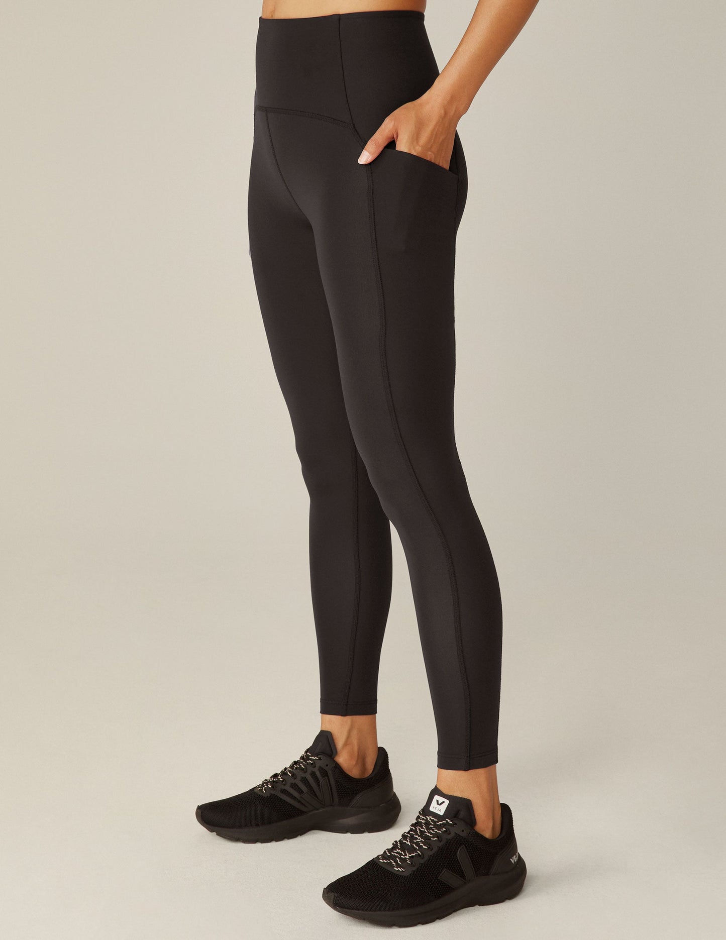 Beyond Yoga POWERBEYOND Strive Black Pocket Midi Leggings for Women's Activewear