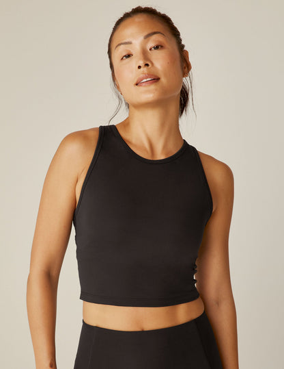 Beyond Yoga POWERBEYOND™ Strive Cropped Tank: Racerback, Medium Support, Black