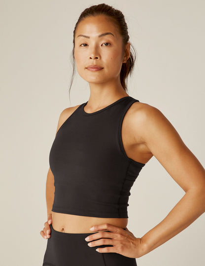 Beyond Yoga POWERBEYOND™ Strive Cropped Tank: Racerback, Medium Support, Black