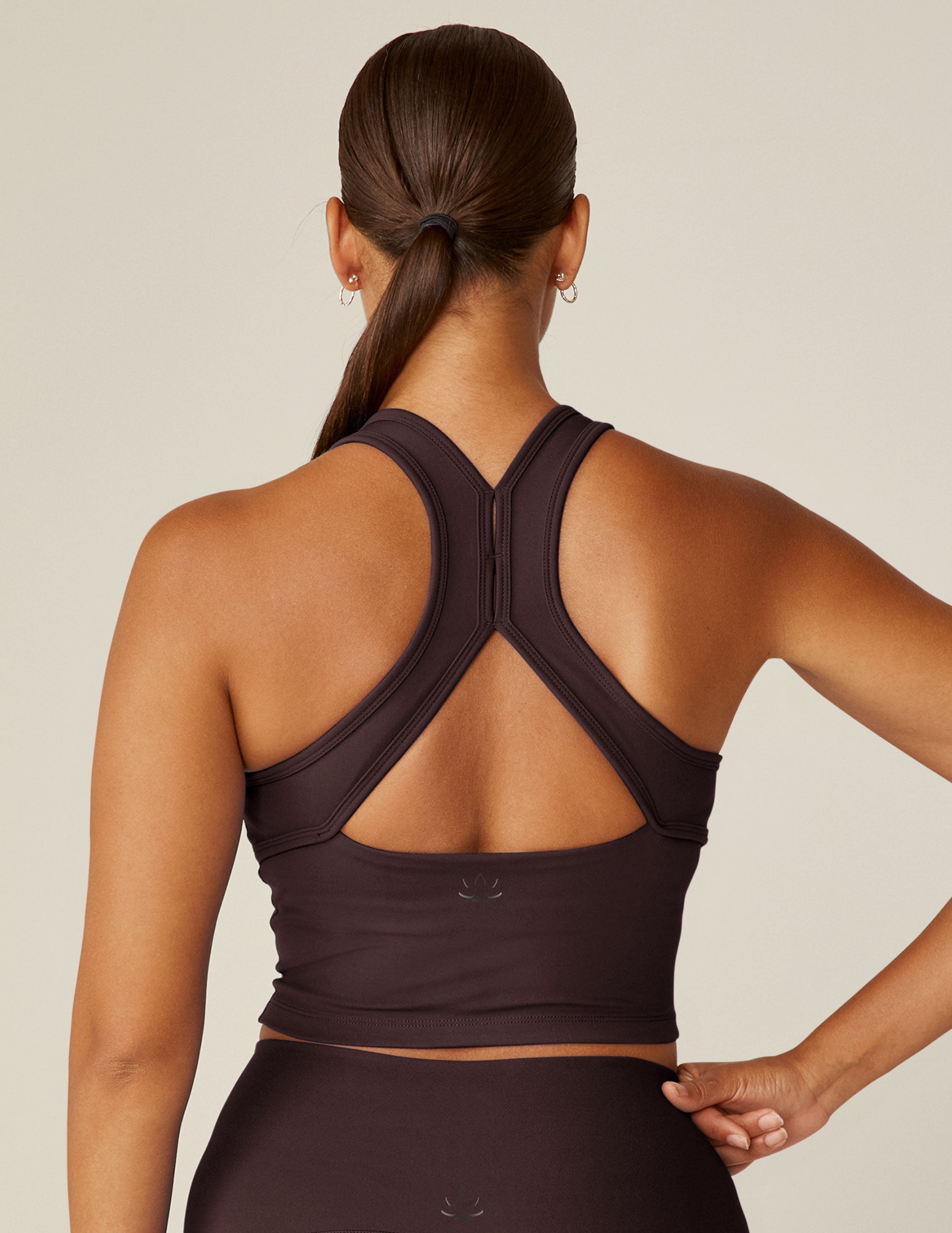 POWERBEYOND™ Strive Cropped Racerback Tank: Supportive Activewear with Built-in Shelf Bra