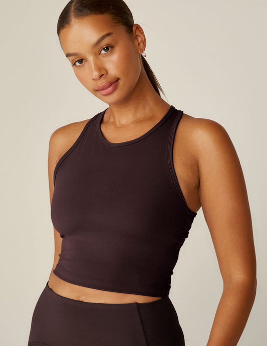 POWERBEYOND™ Strive Cropped Racerback Tank: Supportive Activewear with Built-in Shelf Bra