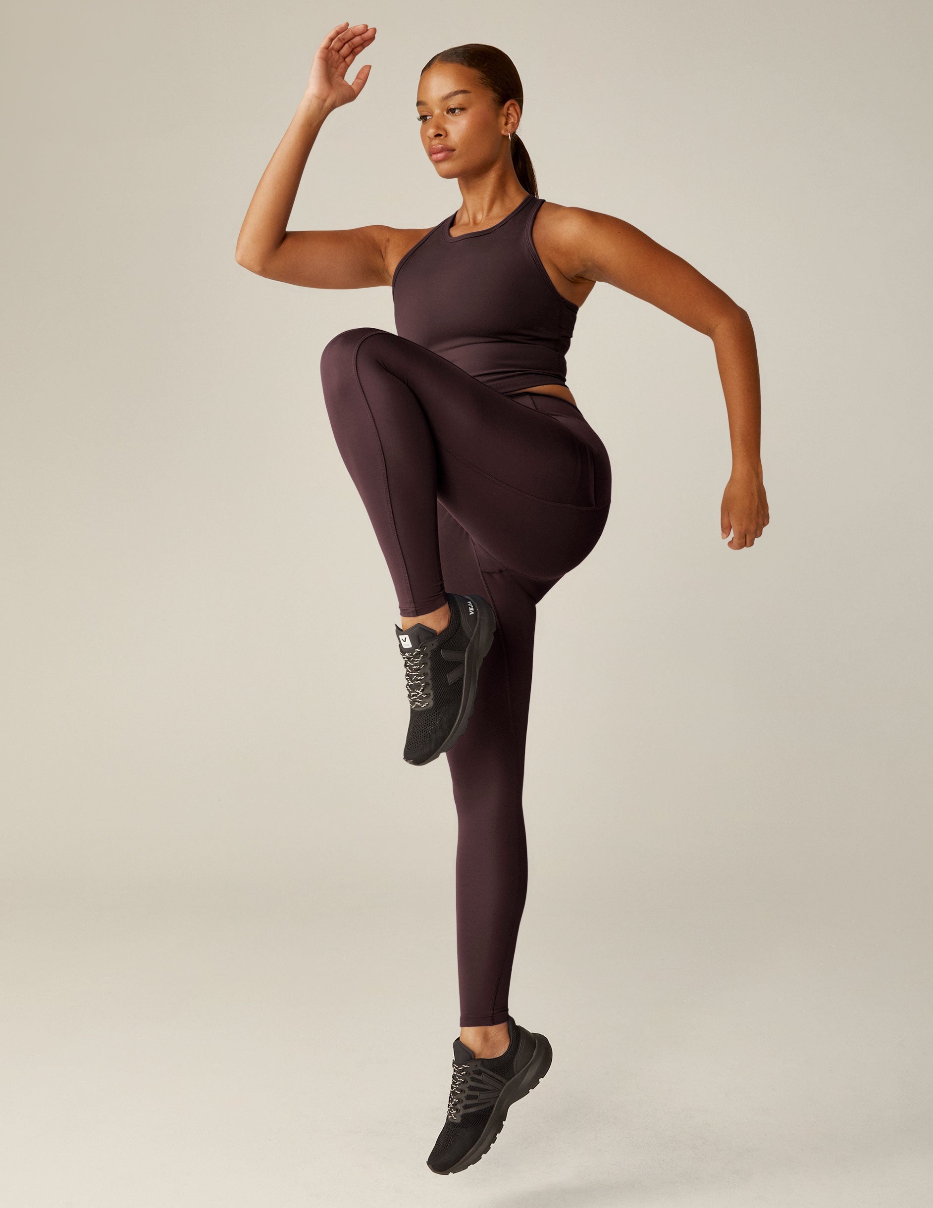 POWERBEYOND™ Strive Cropped Racerback Tank: Supportive Activewear with Built-in Shelf Bra