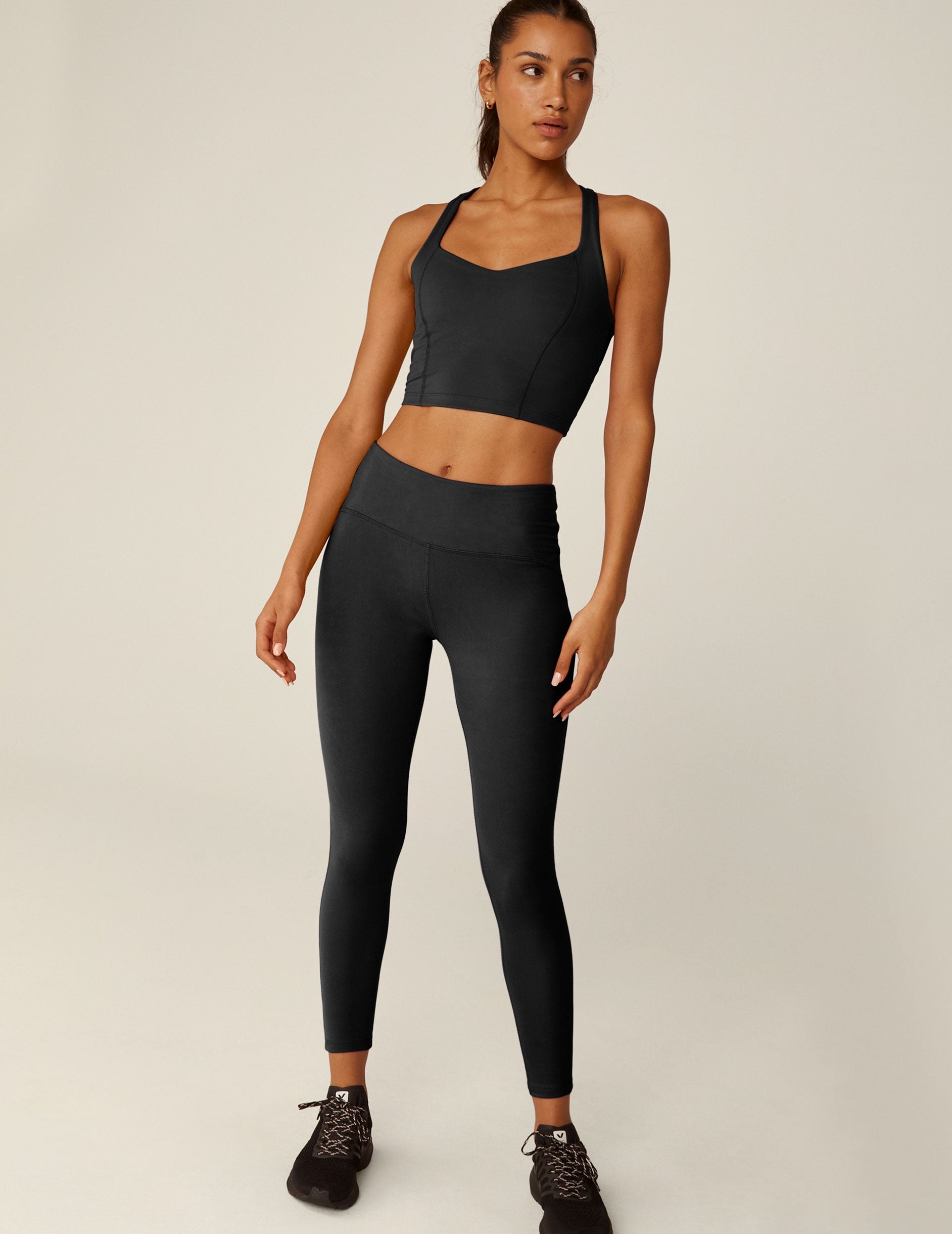 POWERBEYOND™ Intensity Black Racerback Cropped Tank with Built-in Bra