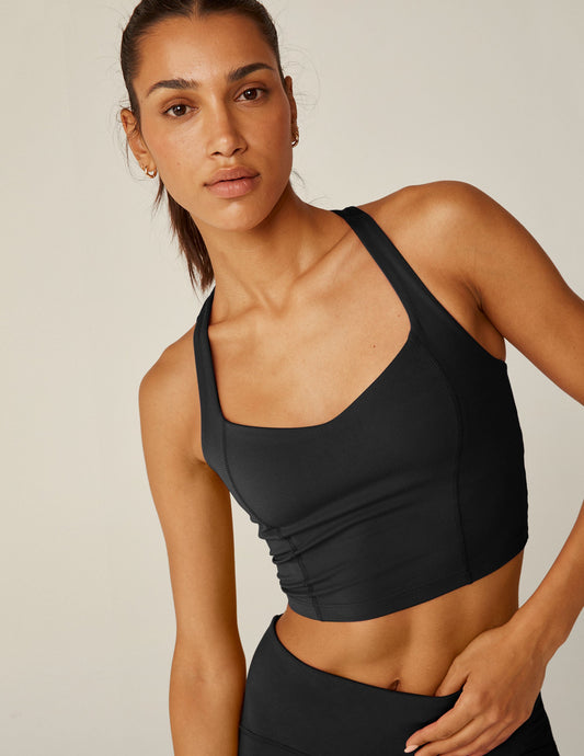 POWERBEYOND™ Intensity Black Racerback Cropped Tank with Built-in Bra