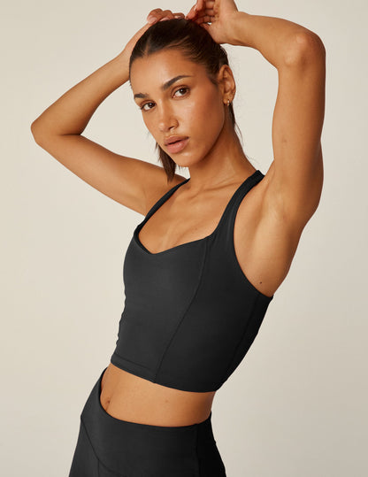 POWERBEYOND™ Intensity Black Racerback Cropped Tank with Built-in Bra