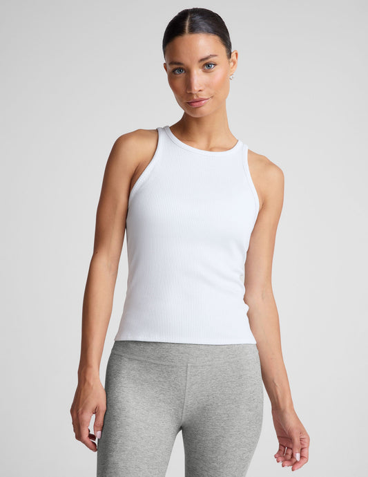 Elevated Essential Ribbed High Neck Tank: Slim Fit, Versatile Everyday Comfort