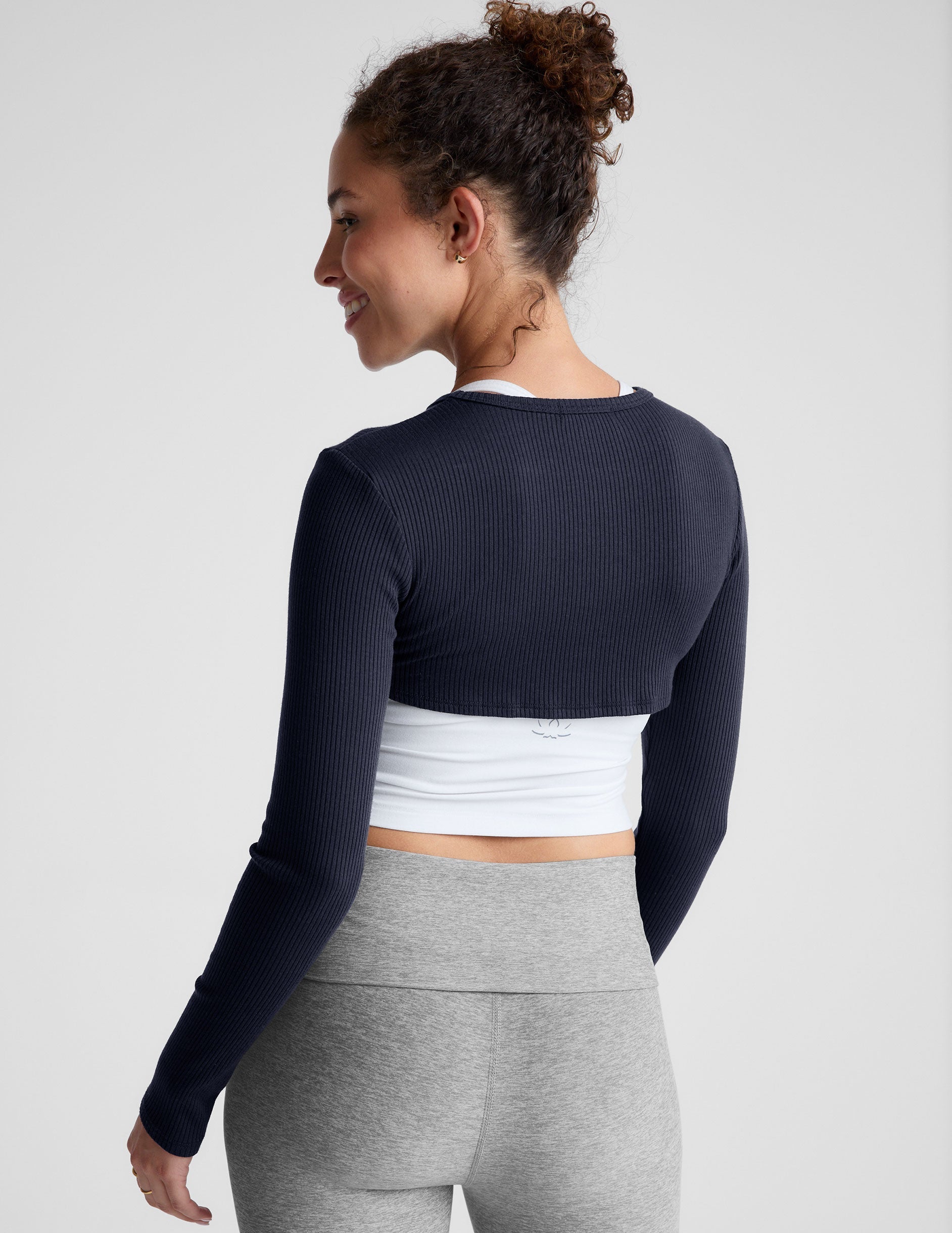 Beyond Yoga Ribbed Long Sleeve Shrug Top - Versatile Layering Accent