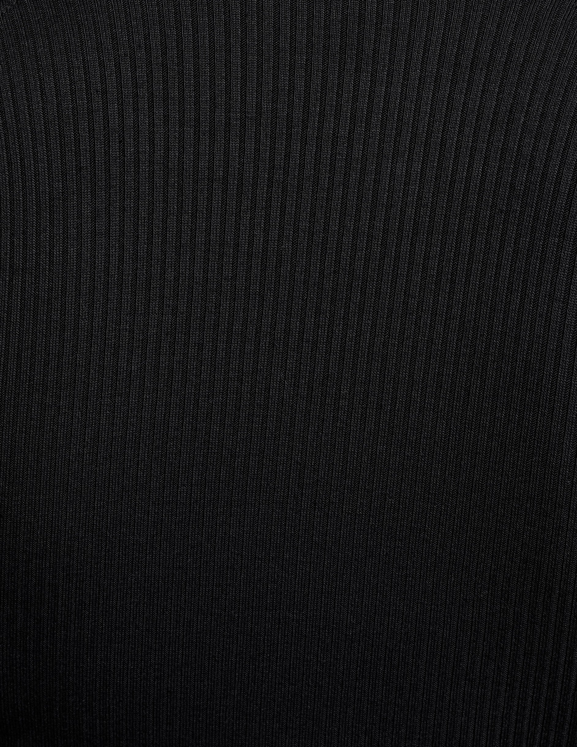 Chic Contours Mock Neck Cropped Top: Ribbed, Long Sleeve, Fitted, Black