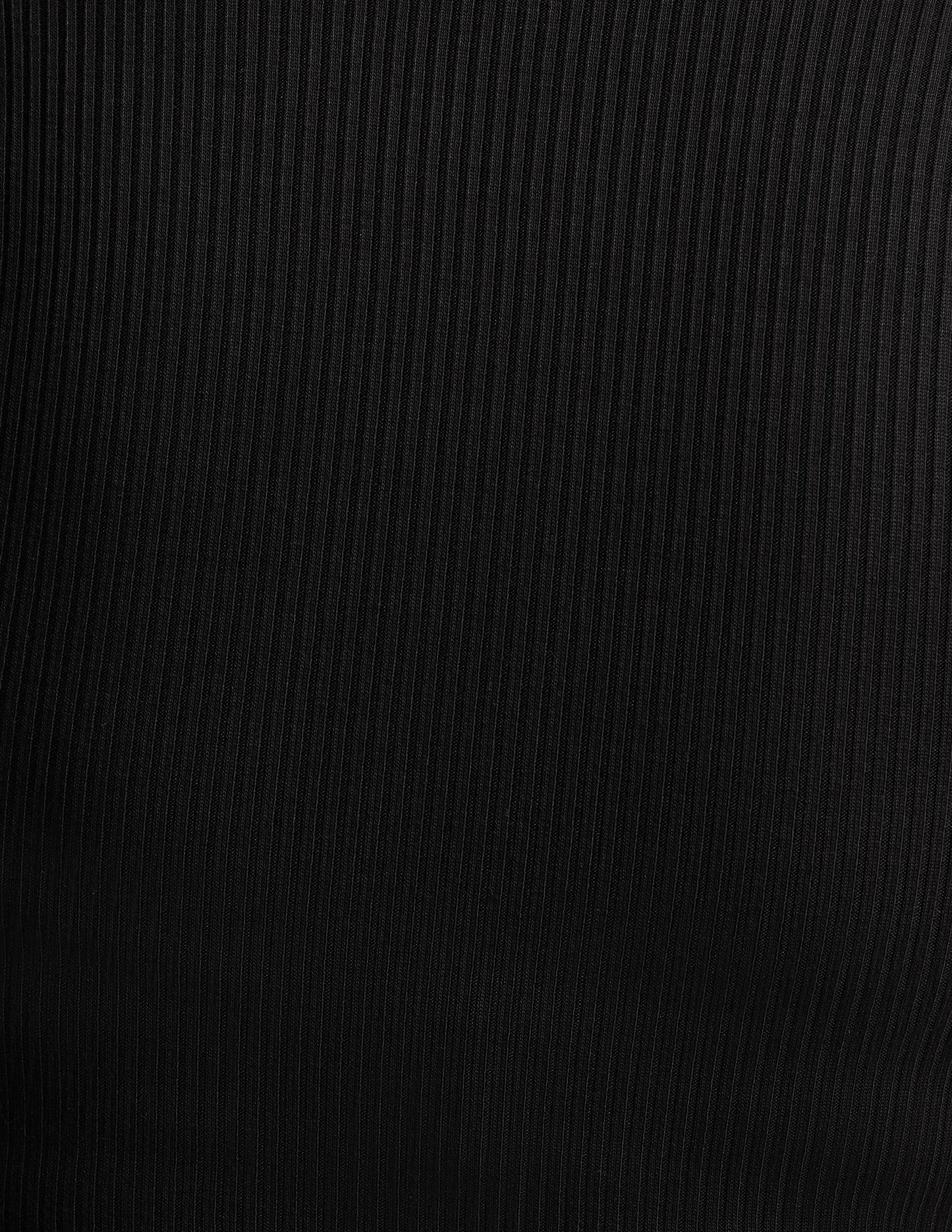 Soft Ribbed Cropped Tee: High Neck, Fitted, Flattering Black Top