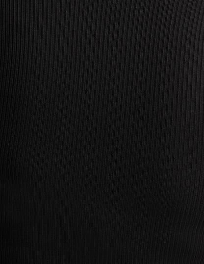 Soft Ribbed Cropped Tee: High Neck, Fitted, Flattering Black Top
