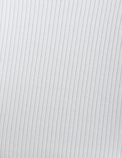 Women's Ribbed High Neck Cropped Tee, Soft Fitted Silhouette Top White