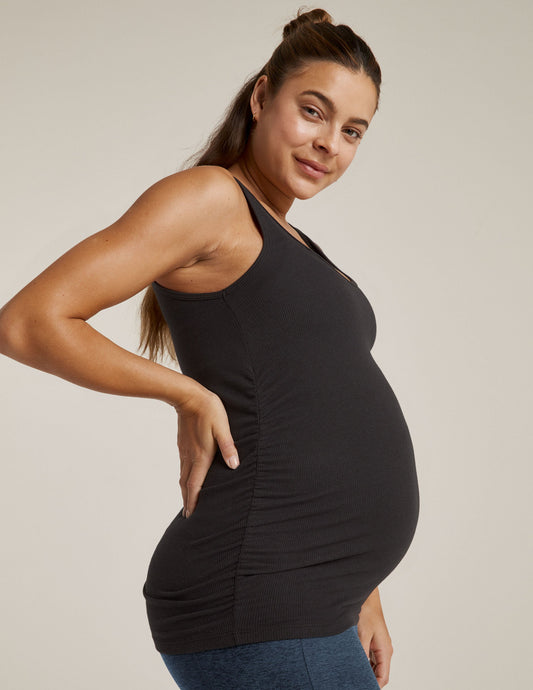 Comfortable V-Neck Maternity Tank Top, Shirred Sides, Designed for Pregnancy & Beyond