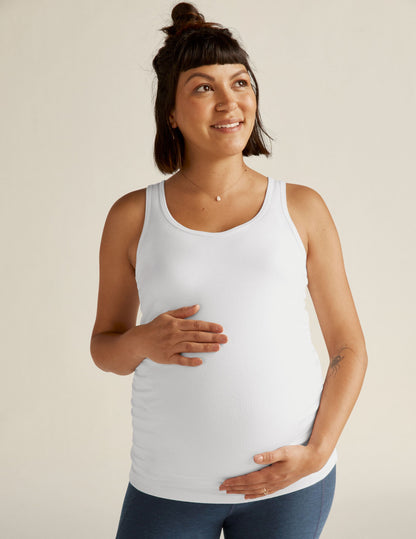 Comfortable V-Neck Maternity Tank Top with Shirred Sides for Pregnancy Support