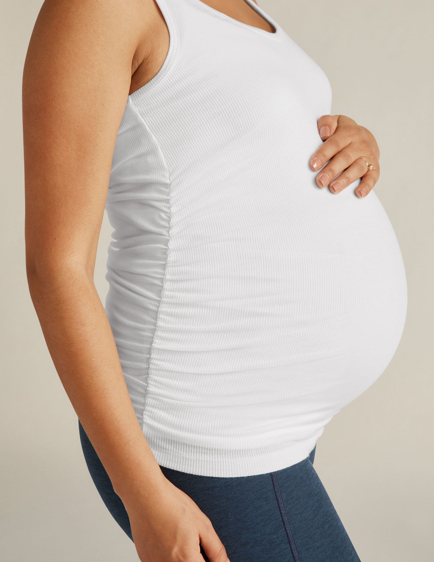 Comfortable V-Neck Maternity Tank Top with Shirred Sides for Pregnancy Support