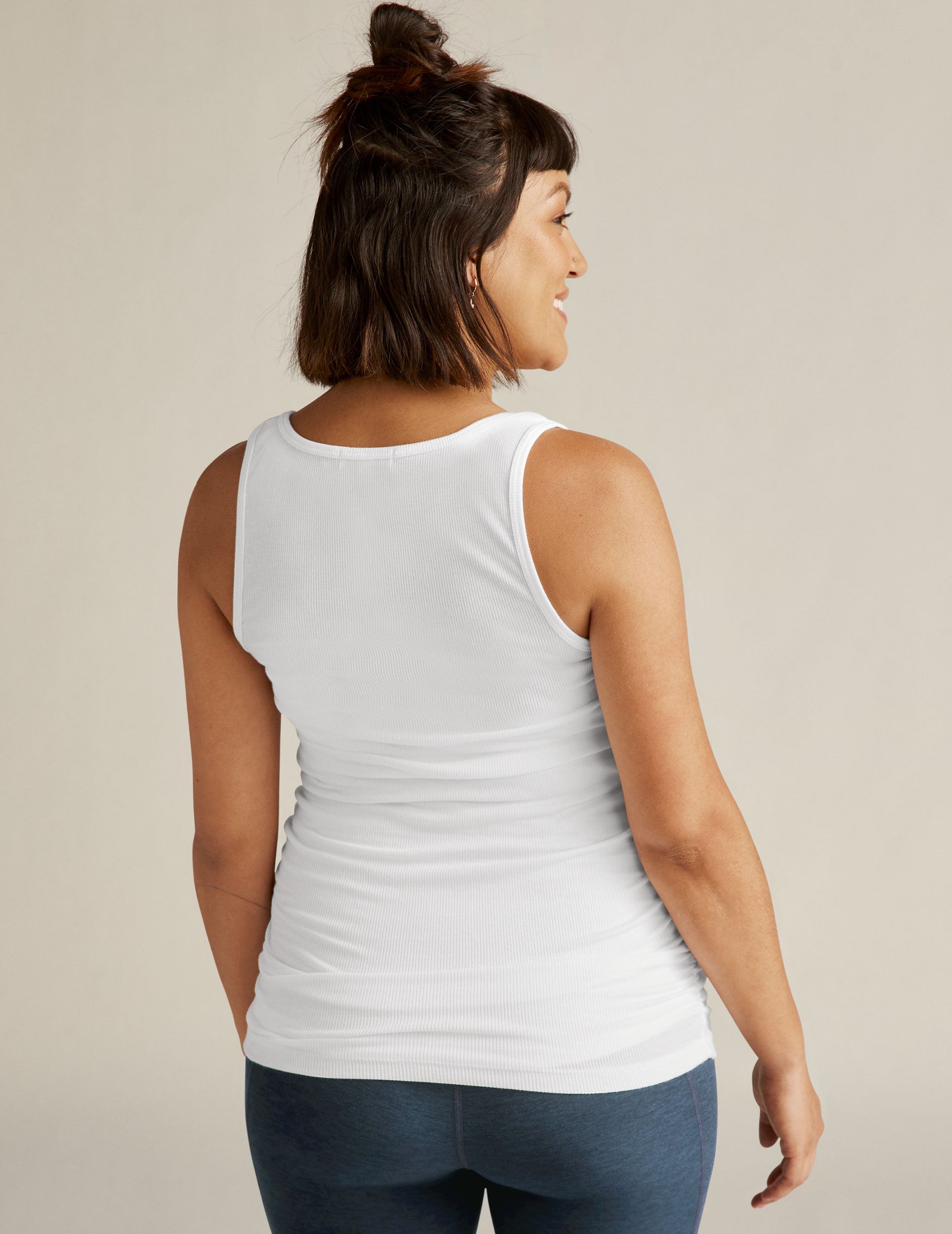 Comfortable V-Neck Maternity Tank Top with Shirred Sides for Pregnancy Support