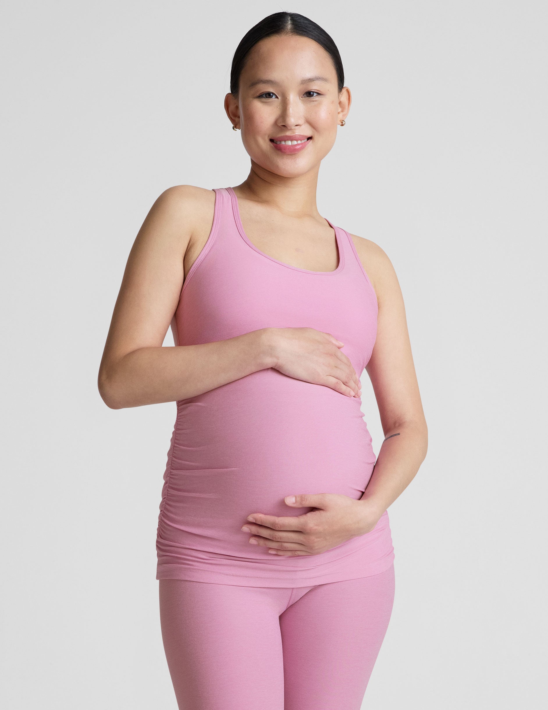 Featherweight Soft Racerback Maternity Tank Top: Comfortable Support for Growing Bumps