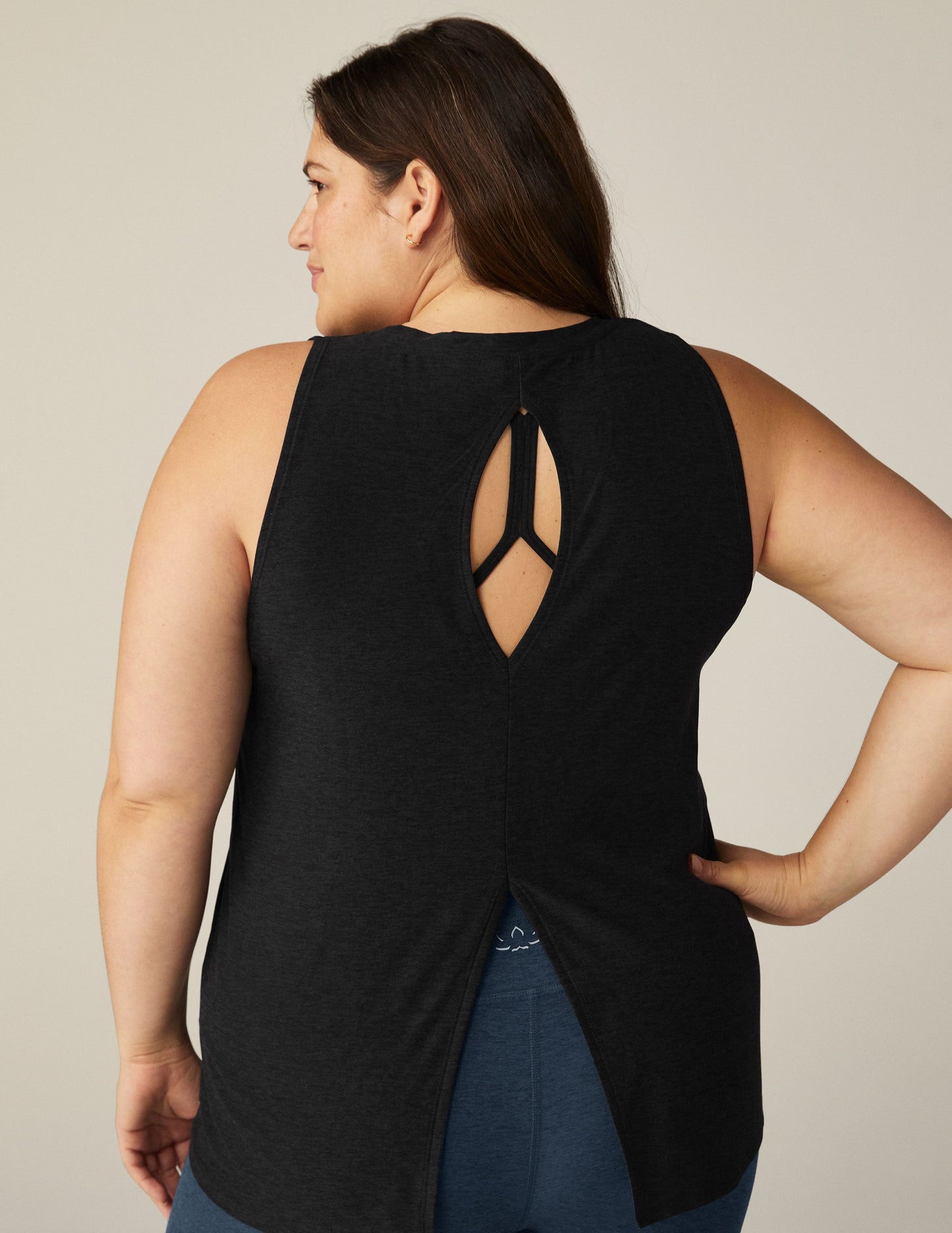 Featherweight Spacedye Plus Size Split Back Tank Top for Women