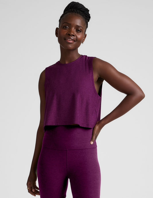 Featherweight Minimal Cropped Tank Top: Relaxed Fit, Moisture-Wicking, Scoop Neck Activewear