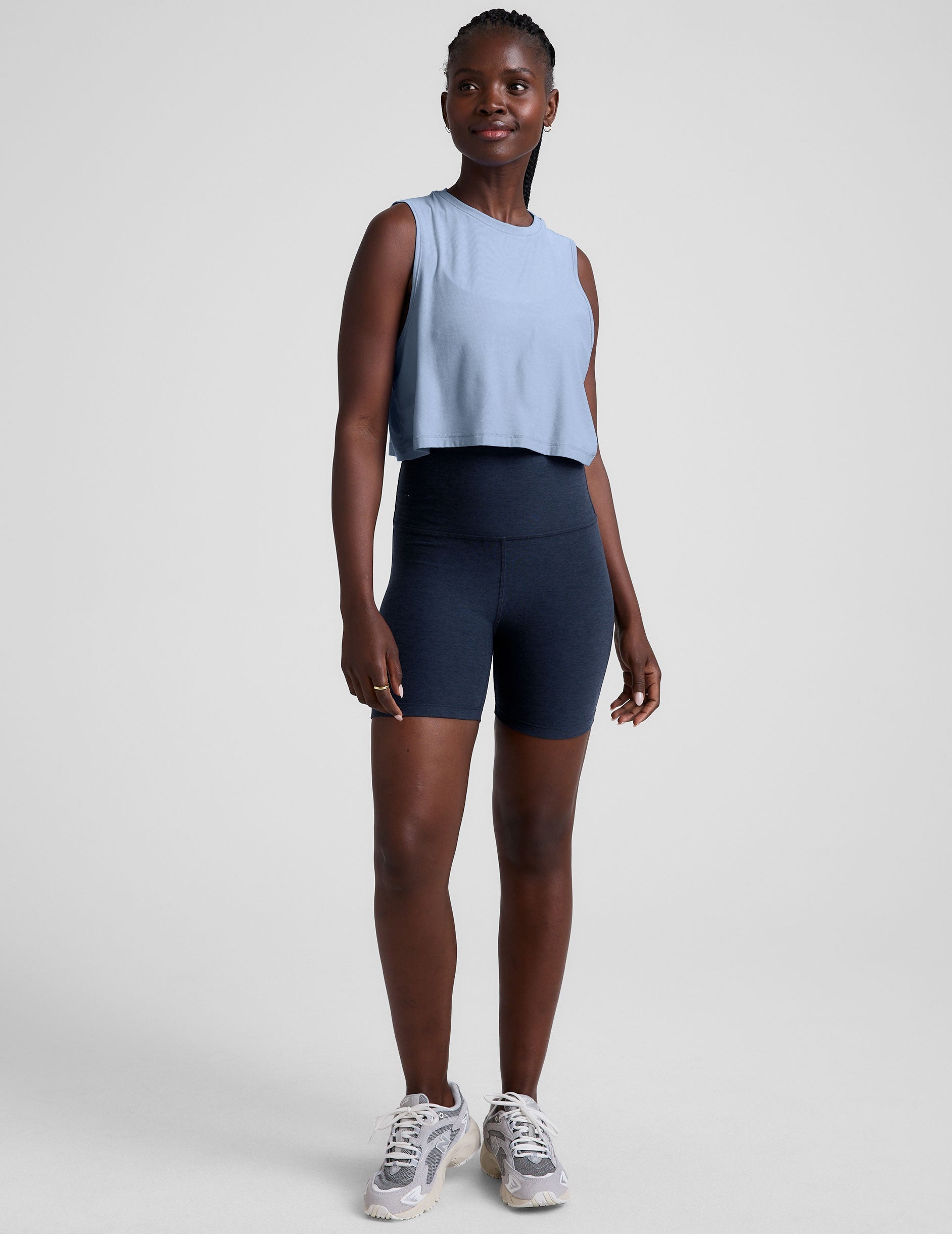 Featherweight Minimal Cropped Tank Top: Moisture-Wicking, Relaxed Fit, Blue Zen