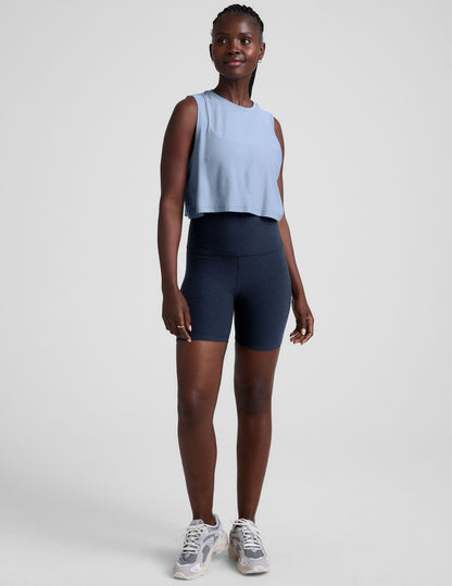 Featherweight Minimal Cropped Tank Top: Moisture-Wicking, Relaxed Fit, Blue Zen