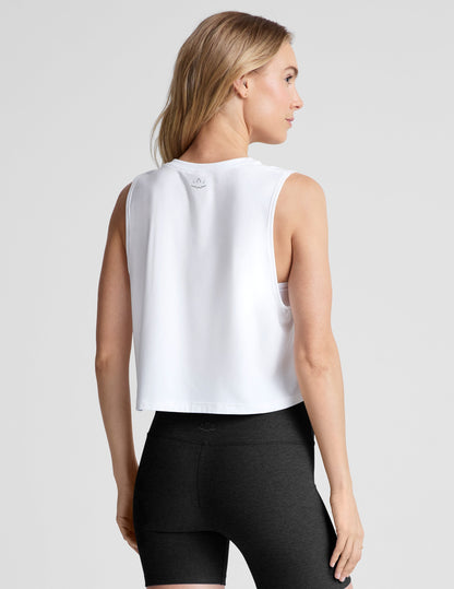 Cloud White Featherweight Cropped Tank Top - Lightweight Relaxed Fit Everyday Comfort