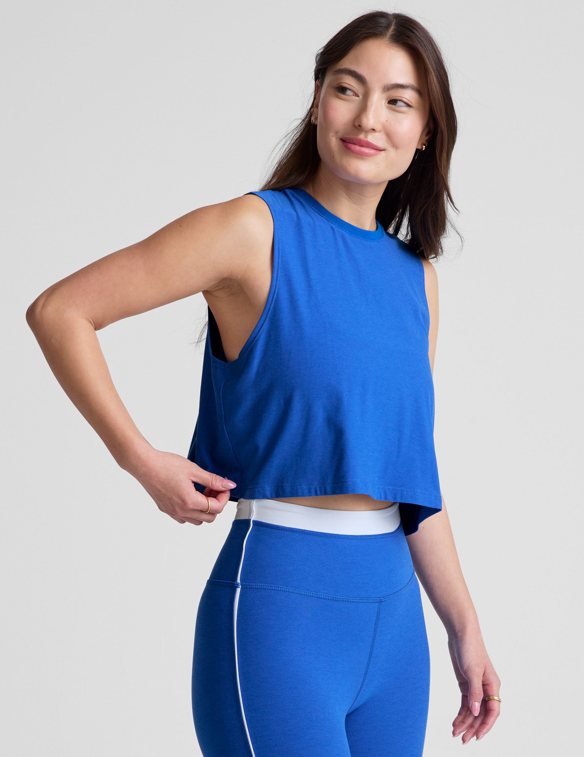 Ultra-Light Featherweight Cropped Tank, Court Blue Heather, Relaxed Fit Activewear Top