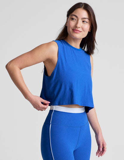 Ultra-Light Featherweight Cropped Tank, Court Blue Heather, Relaxed Fit Activewear Top