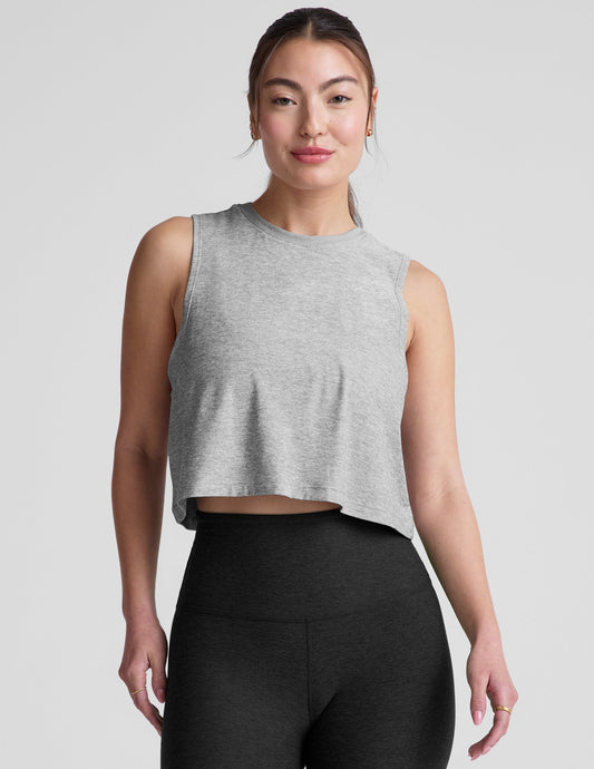 Featherweight Minimal Cropped Yoga Tank Top: Lightweight, Moisture-Wicking, Relaxed Fit