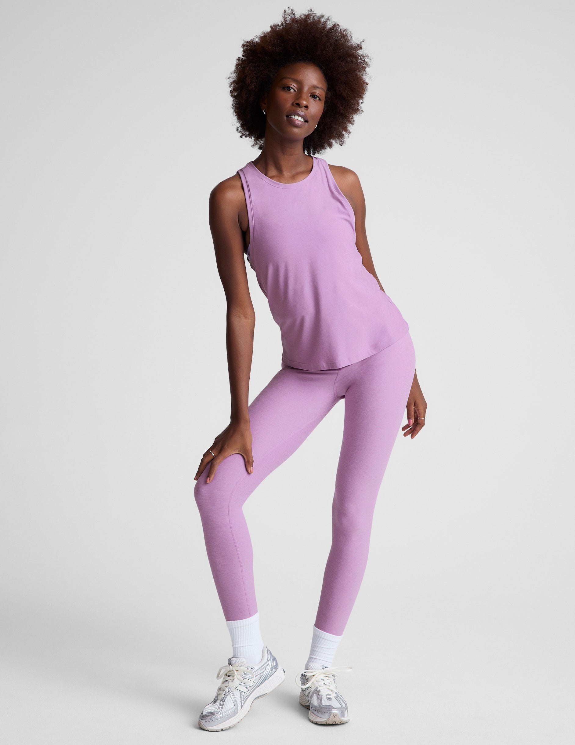 Featherweight Rebalance Tank Top: Lilac Petal Heather, Relaxed Fit, High Neck