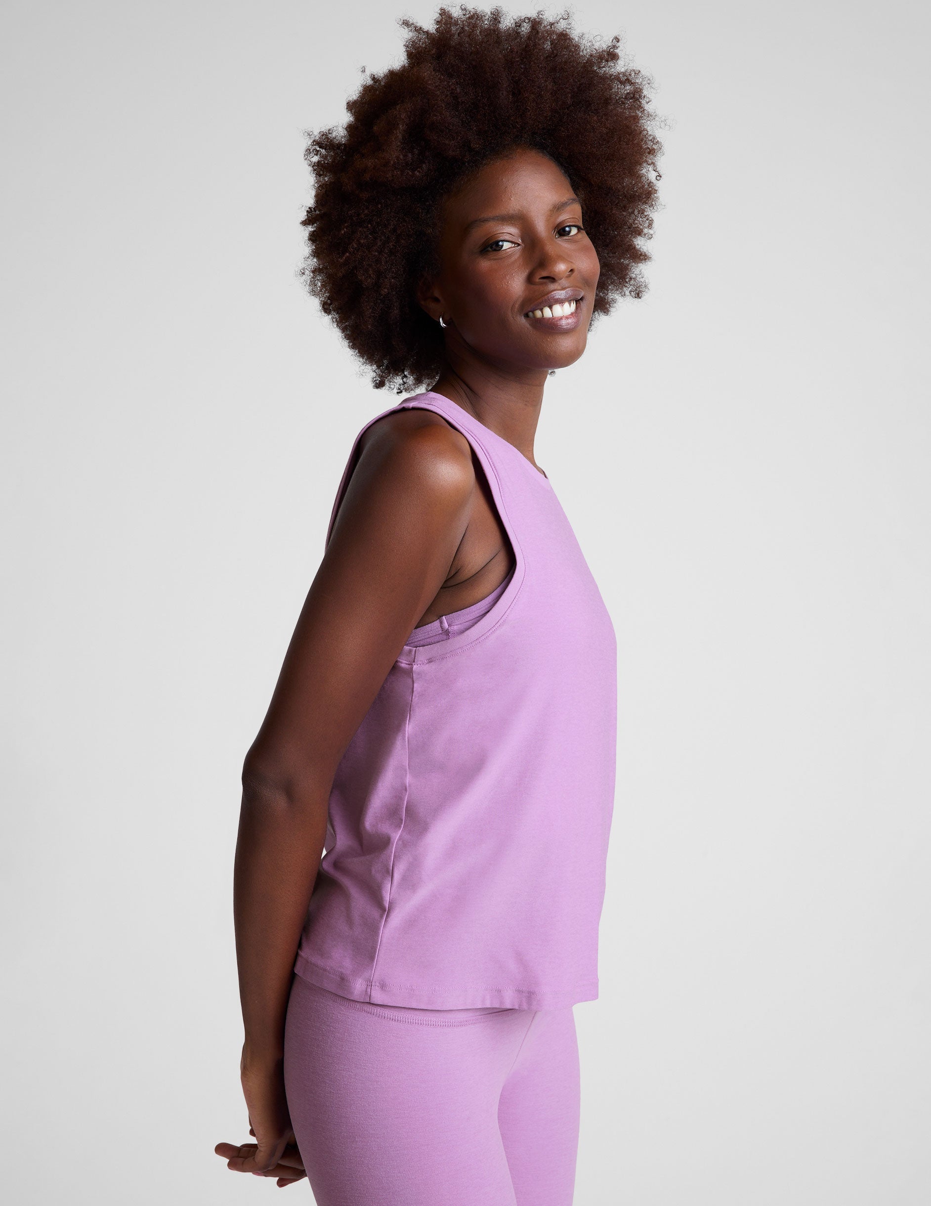 Featherweight Rebalance Tank Top: Lilac Petal Heather, Relaxed Fit, High Neck