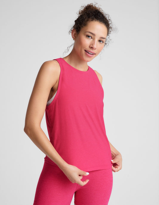 Beyond Yoga Featherweight Rebalance Tank Top - Vivid Pink Heather, Relaxed Fit