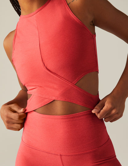 Ultra-Soft Featherweight Embrace Cropped Tank: Stylish Criss-Cross Front Design