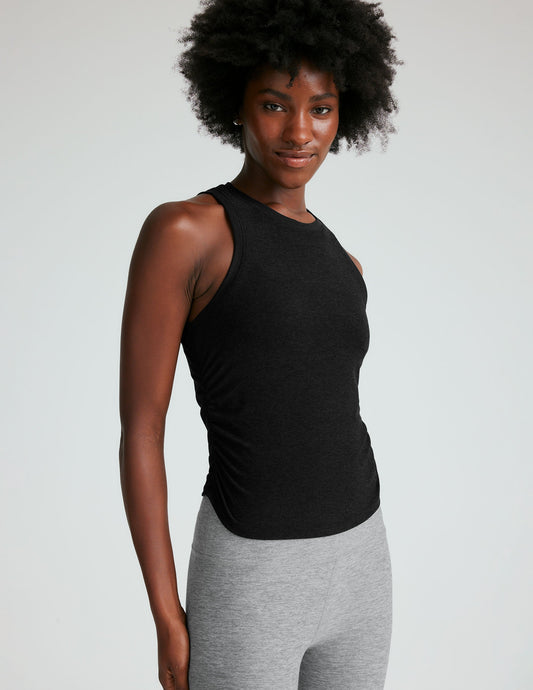 Featherweight Shirred Tank Top: Adaptive Fit, Scoop Neck, Ultimate Comfort