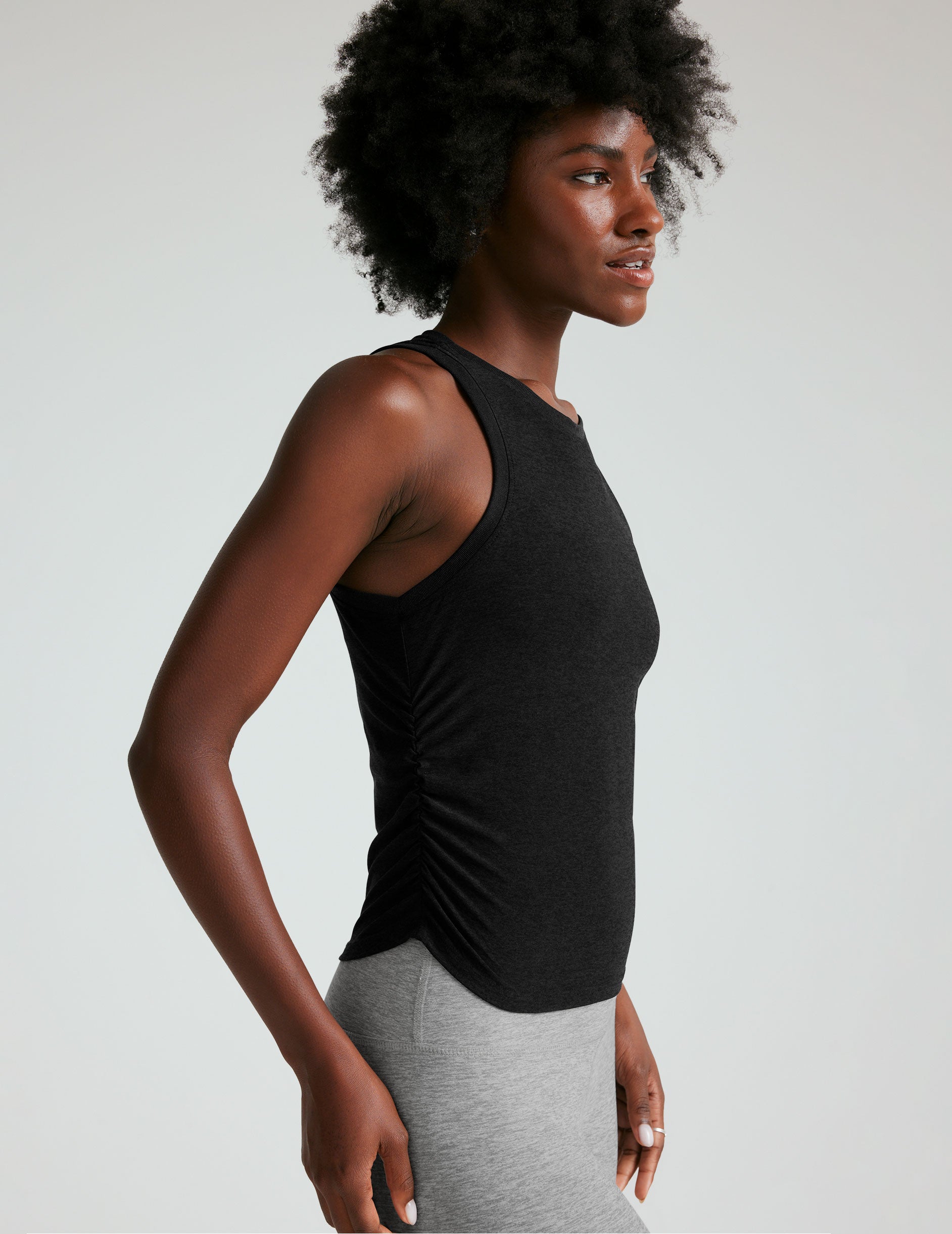 Featherweight Shirred Tank Top: Adaptive Fit, Scoop Neck, Ultimate Comfort