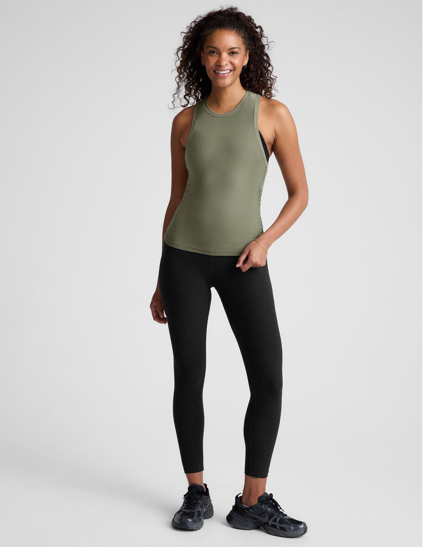 Featherweight Shirred Tank: Adaptable Scoop Neck, Flattering Fit for Everyday Comfort