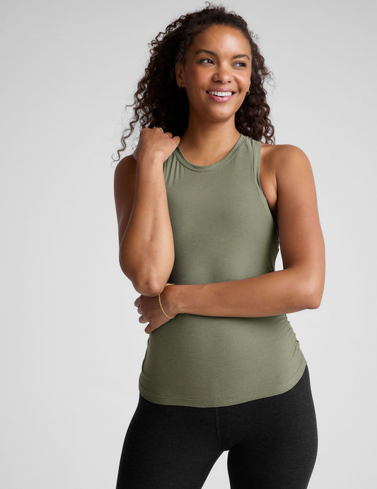 Featherweight Shirred Tank: Adaptable Scoop Neck, Flattering Fit for Everyday Comfort