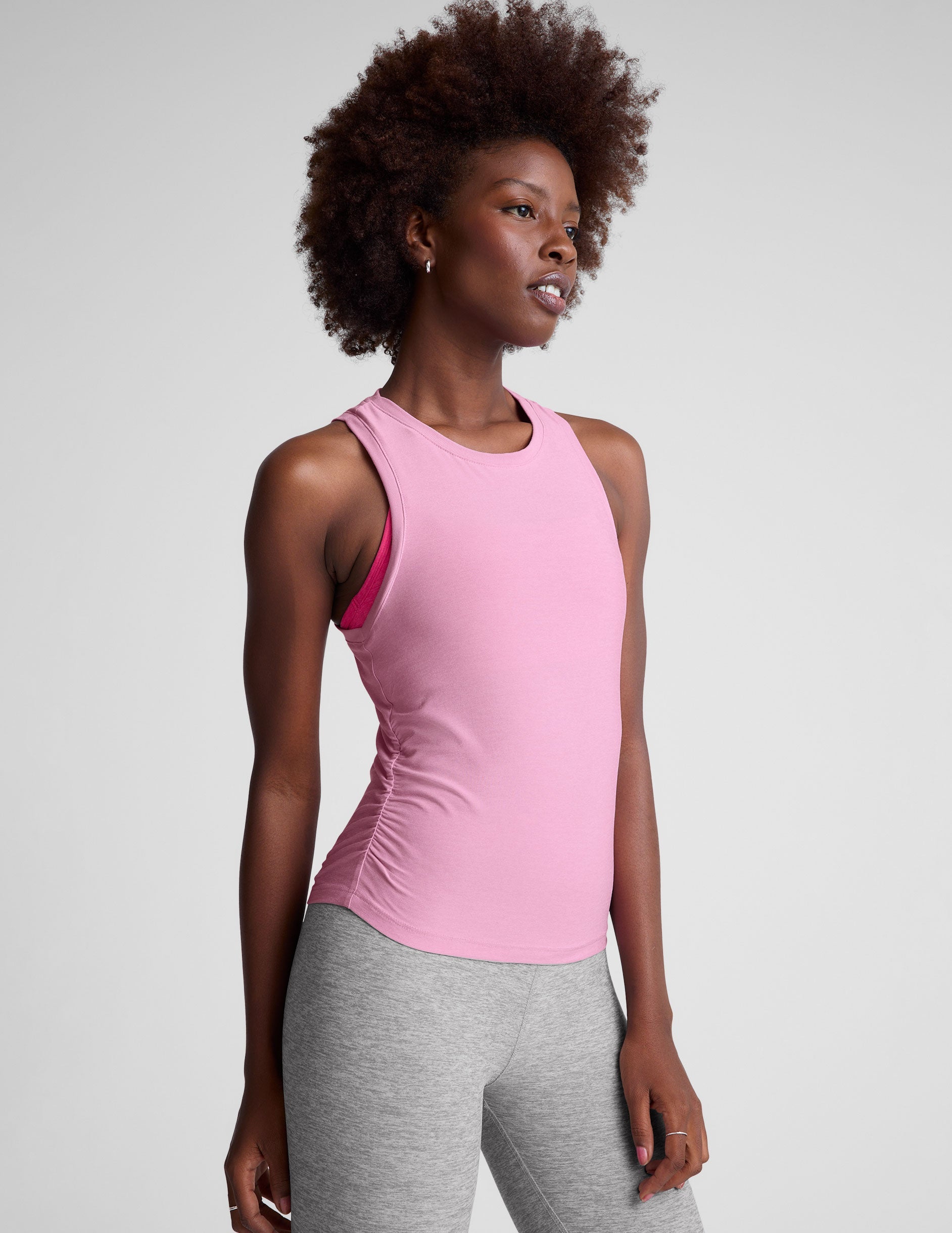 Featherweight Shirred Scoop Neck Tank Top for Adaptive Fit & Comfort