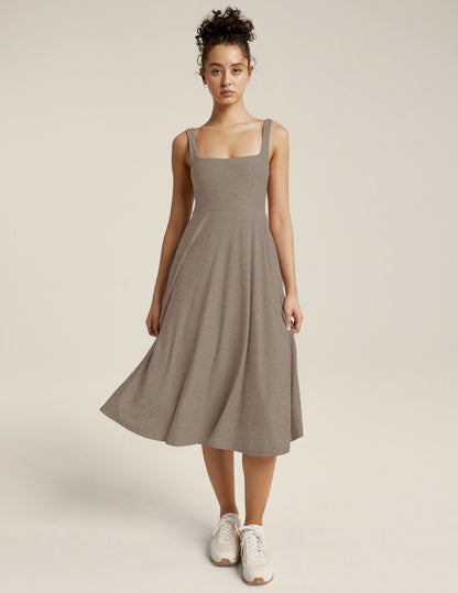 Featherweight Square Neck Midi Dress: Ultra-Soft, Lightweight, Chic, Pockets, Everyday
