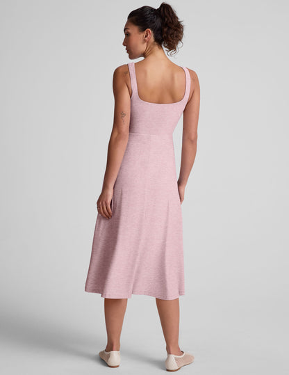 Featherweight Square Neck Midi Dress with Pockets - Lightweight Spacedye Comfort