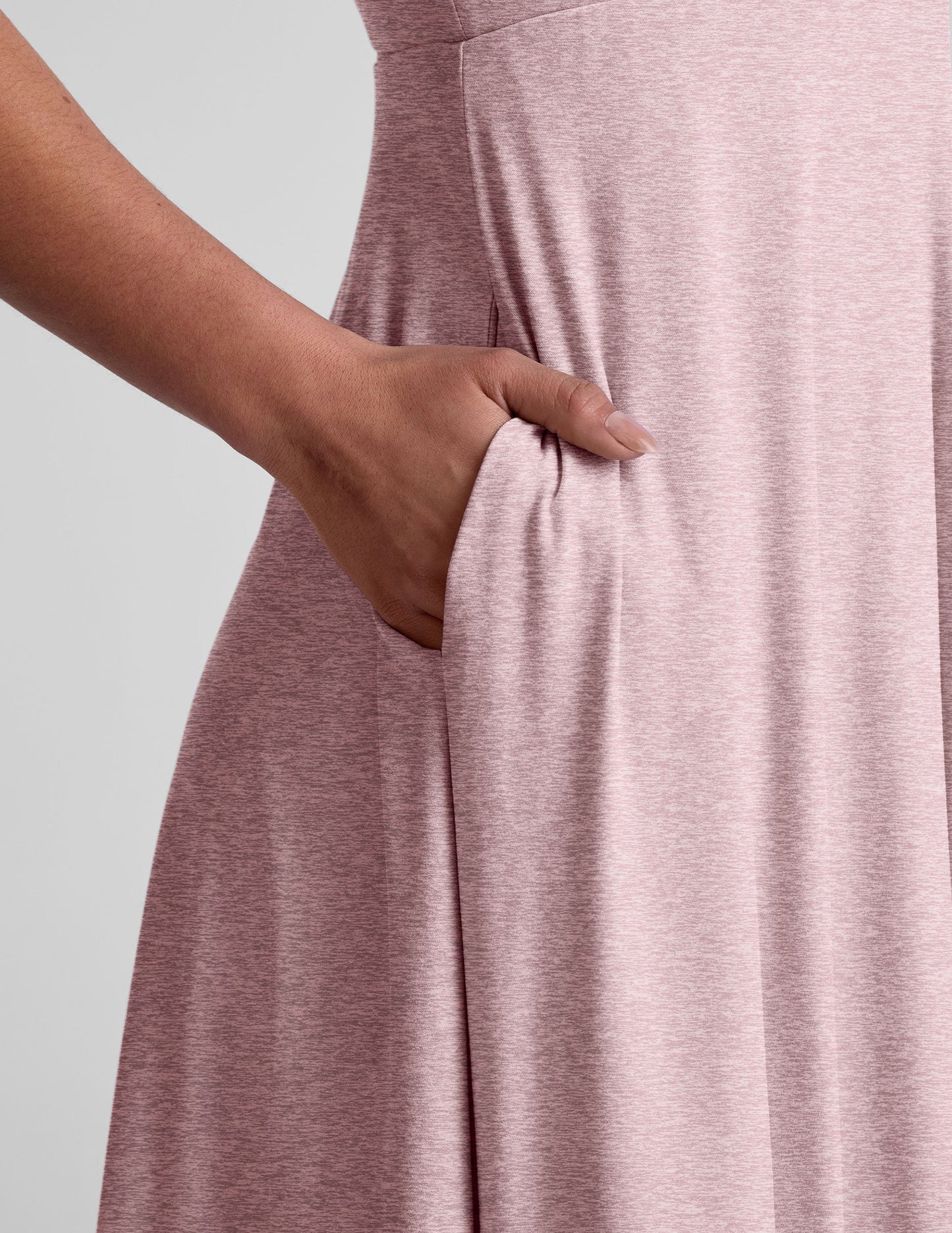 Featherweight Square Neck Midi Dress with Pockets - Lightweight Spacedye Comfort