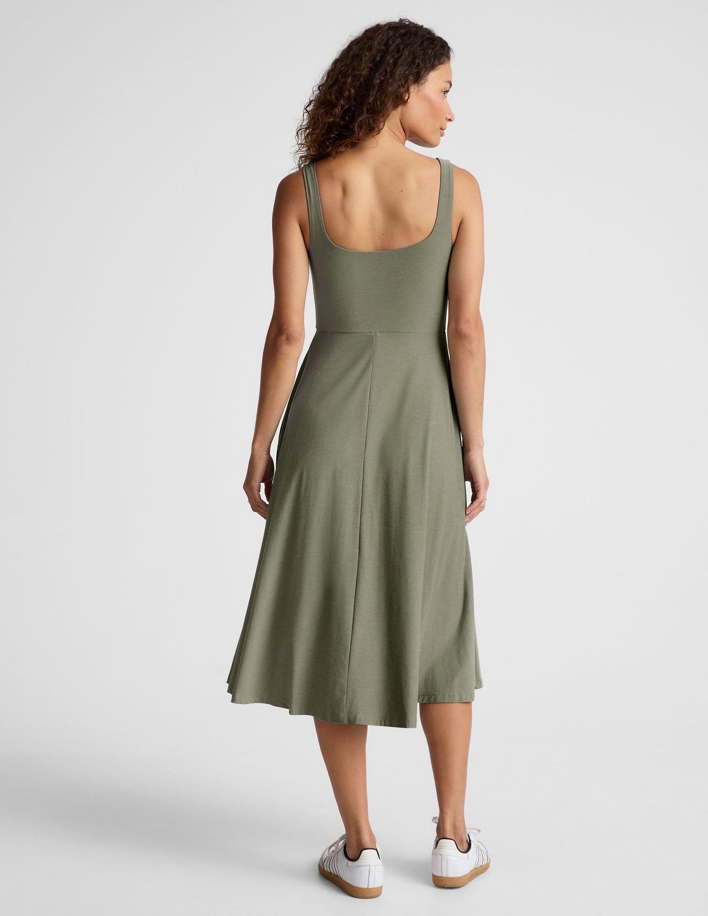 Buttery Soft Featherweight Square Neck Midi Dress with Pockets