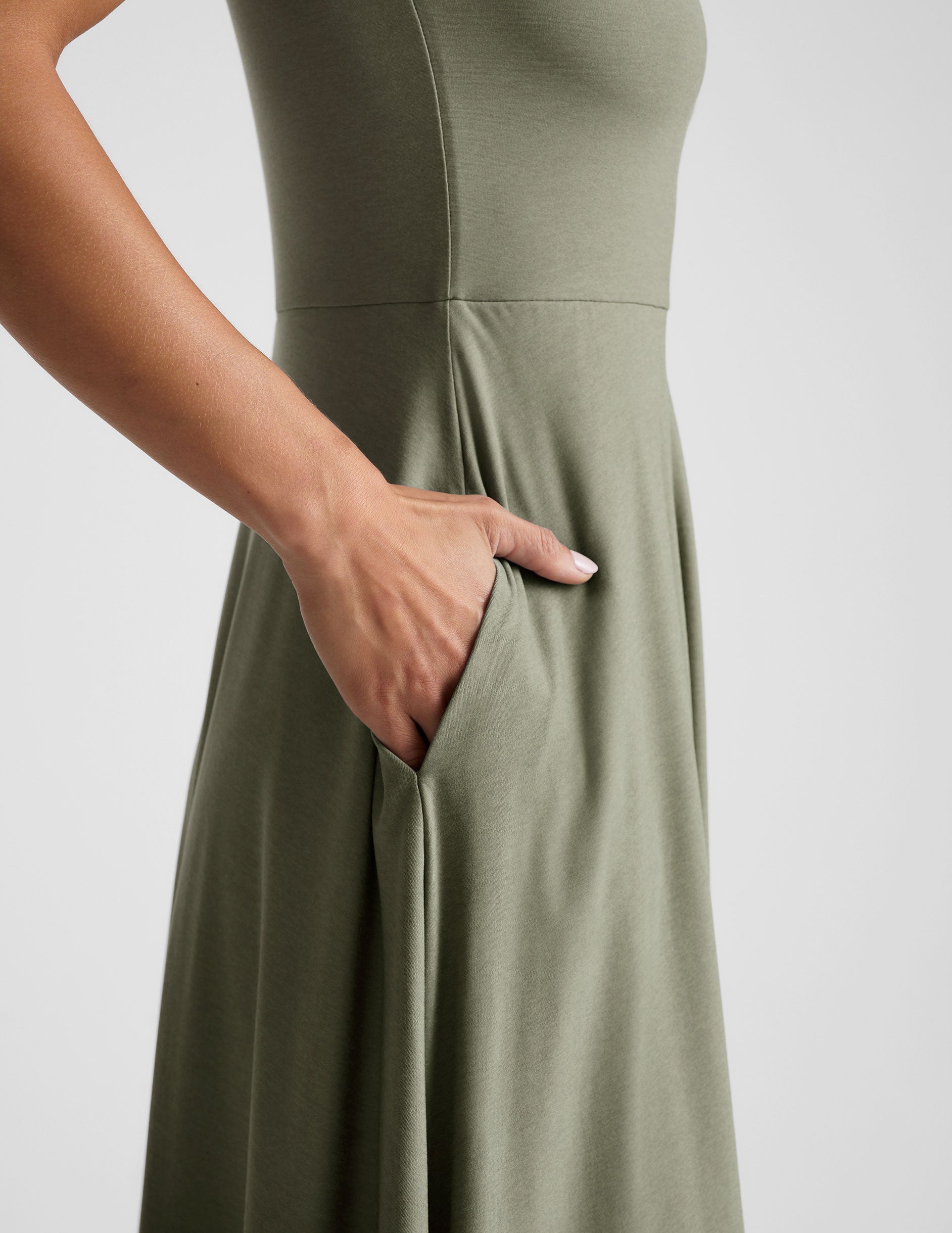 Buttery Soft Featherweight Square Neck Midi Dress with Pockets