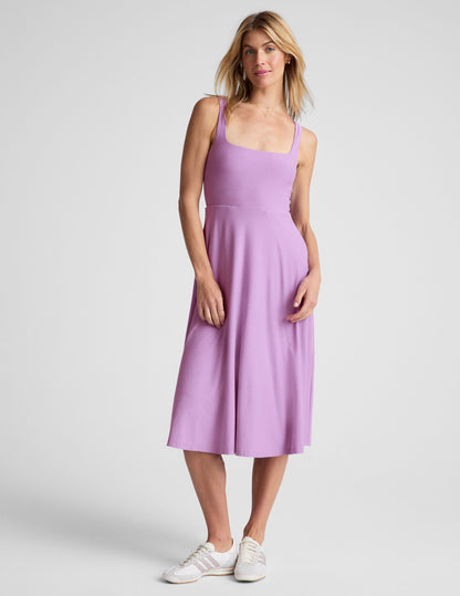 Buttery Soft Featherweight Square Neck Midi Dress with Handy Pockets