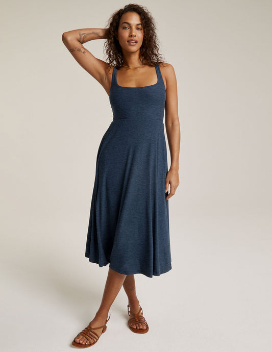 Beyond Yoga Featherweight Square Neck Midi Dress with Pockets, Comfortable Sleeveless