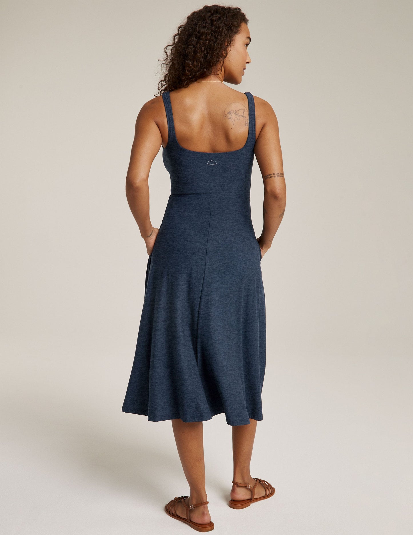 Beyond Yoga Featherweight Square Neck Midi Dress with Pockets, Comfortable Sleeveless