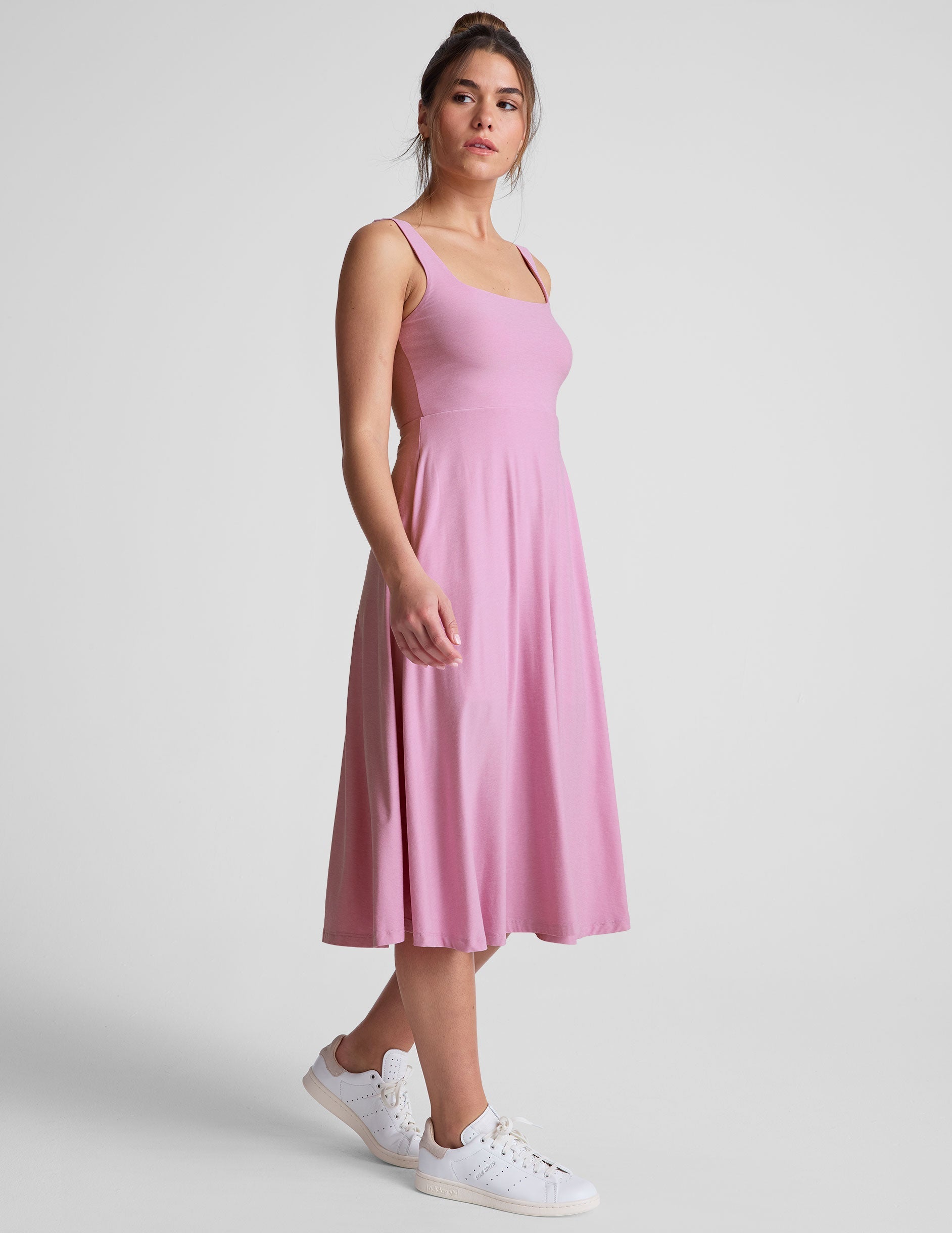 Featherweight Buttery Soft Square Neck Midi Dress with Pockets for Everyday Comfort