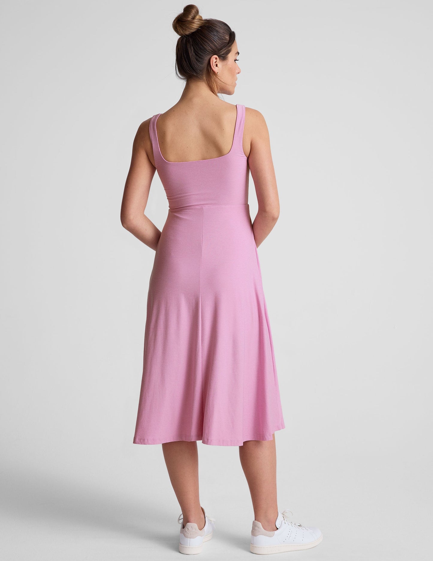 Featherweight Buttery Soft Square Neck Midi Dress with Pockets for Everyday Comfort